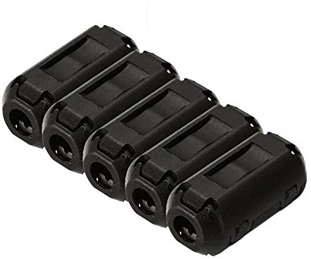 Ferritfilter aus Nickel-Zink, abnehmbarer Clip, EMI, RFI, Rauschunterdrückung, Kabelclip, NiZn-Ferritkern für 3,5 mm - 5 mm Kabel, Schwarz, 5 Stück