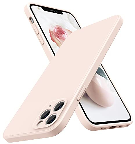 SURPHY iPhone 11 Pro Max Silicone Case, Flat Edge, Light Pink, 6.5 Inch, Slim, Thin, Protective, 365 Days Free Replacement