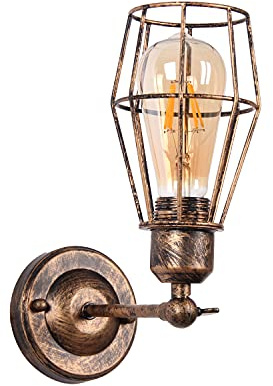 TWSXTE Wandleuchte Vintage, Retro Wandleuchte, E27 Vintage Innenleuchte, verstellbarer Sockellampenschirm, für Cafe House Loft Küche Wohnzimmer und Hotelzimmer ((ohne Glühbirne)
