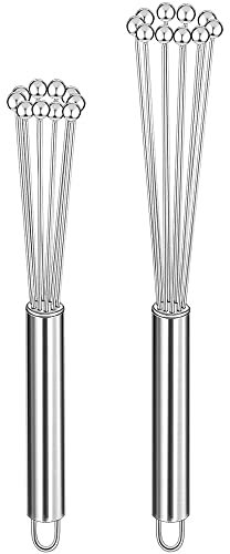 2 Pezzi Frusta in Acciaio Inossidabile, Frusta a Filo, Frusta Beater, 10 Pollici e 12 Pollici Acciaio Inossidabile Palmare Frusta a Filo Uova per Cucinare, Frullare, Mescolare (Argento)