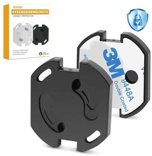 REDTRON Protettore di presa con meccanismo a torsione, 20 pezzi protettori di presa per bambini, protettori di presa per neonati e bambini, protettori di presa-nero