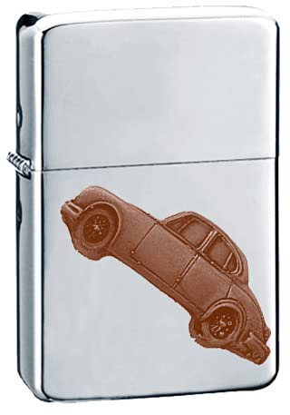 Klassisches britisches Auto MK2 3.8 ref104 Kupfer-Effekt Design auf einem Flip-Top-Benzinfeuerzeug, winddicht, Silber nachfüllbar