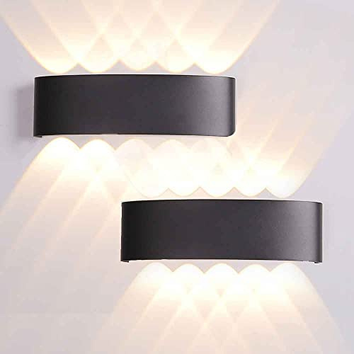 CHENBEN Black Wall Lights 2Pack, 10W 3000K Wall Sconce Up and Down Warm White, IP65 Waterproof Modern LED Wall Lamp for Living Room,Bedroom,Hallway