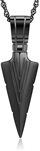 shajwo Urnen-Halskette mit Pfeilspitze für Asche für Damen und Herren, Erinnerungs-Andenken, Asche-Halskette für menschliche Asche, Metall, Edelstahl