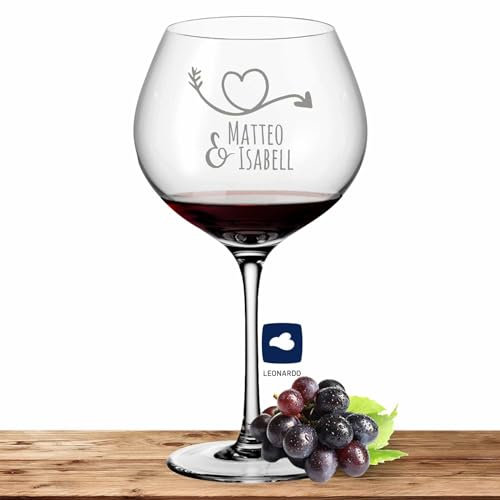 Deitert Leonardo Burgunderglas Rotweinglas CIAO+ 630ml mit Namen oder Wunschtext graviert (Herzpfeil)