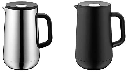 WMF Impulse Thermoskanne Edelstahl 1l, Isolierkanne für Tee oder Kaffee & Impulse Thermoskanne 1l, Isolierkanne für Tee oder Kaffee, Druckverschluss, hält Getränke 24h kalt & warm, schwarz
