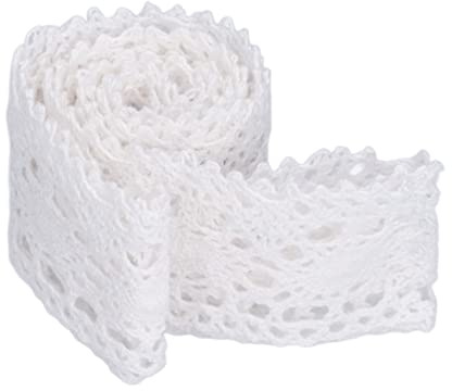 Pizzo Uncinetto Bianco Cotone 10 Metri Larghezza 4cm, Nastro Floreale Fai da Te per Decorazione Abiti, Tende e Biancheria Casa, 100% Filo Cotone Mercerizzato Lavabile 40 Gradi