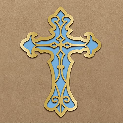 KORA projects - Shaker para Scrapbooking - Cruz de metacrilato (espejo oro)