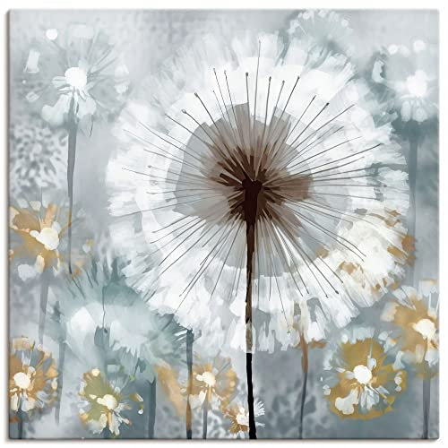 ARTLAND Wanddeko Leinwand Bilder Wandbild 40x40 cm Abstrakte Kunst Pflanzen Blumen Pusteblume Löwenzahn Sommer Minimalismus U4QT