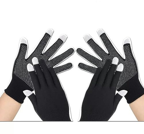 2pairs Riding Gloves for Motorcycle Cycling Outdoor Sports Glove for Men Women Thin Work Touchscreen Gloves-2 black
