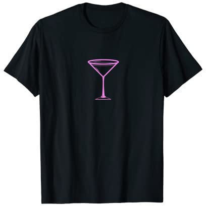 Womens Summer Pink Martini Glass T-Shirt