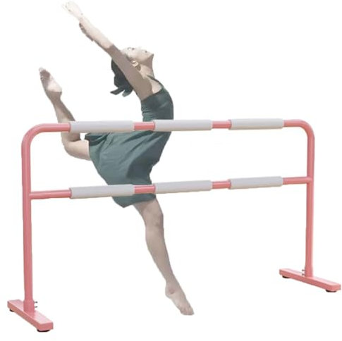 Ballettstange Mobile Ballettstange aus Stahl für Tanzräume im Haushalt, doppelschichtige Beindruckstange für Erwachsene und Kinder (Color : Pink, Size : 2M/6.6FT)