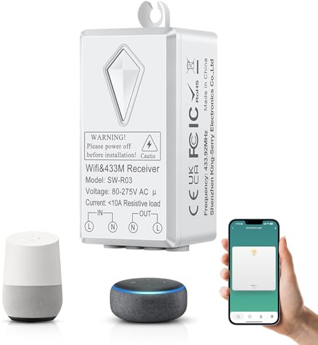 NineLeaf Récepteur sans fil WIFI, peut être associé à différents panneaux d'interrupteurs, ne peut pas être utilisé séparément, WIFI&433MHz, se connecte avec Tuya/Smart Life APP (Récepteur uniquement)