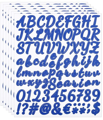 PATIKIL Letras y Números Adhesivos de Vinilo 6 Hojas de Autoadhesivos en Mayúsculas Cursivas para Buzón Ventana de Oficina Caja de Regalo Decoración de Scrapbook Azul Oscuro | Alfabéticos, Adhesivos de Vinilo Cursivo, para Buzón de Ventana de Oficina