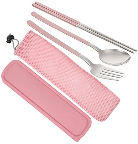 MAGICLULU 1 Satz dreiteiliges Tafelservice tragbar wiederverwendbares Silberbesteck rostfrei Geschirr aus Edelstahl praktische Bestecktasche Einfach Löffel Portugal dreiteiliger Anzug reisen