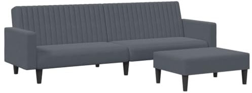 vidaXL Sofagarnitur 2-TLG., Schlafsofa mit Fußhocker, Klappbett Klappsofa mit Schlaffunktion, Bettsofa Sofabett Sofa Couch, Dunkelgrau Samt