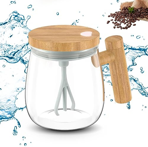 Electric High Speed Mixing Cup, Self Stirring Coffee Mug, 13.5oz Electric Mixing Coffee Mug, Glass Self Stirring Travel Coffee Cup for Coffee, Hot Chocolate, Milk, Protein Powder /2088