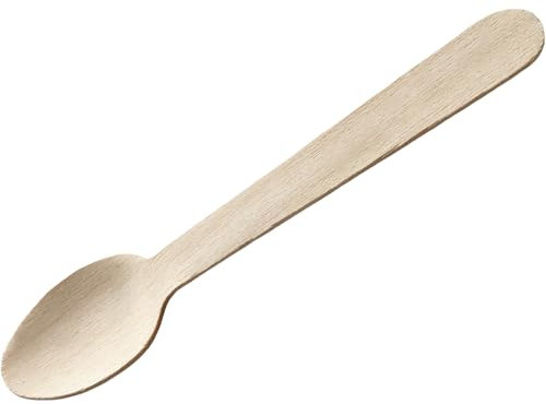Yagerod Ensemble de couverts jetables écologiques en bois de 160 mm, couverts de fête, bois de bouleau, entièrement biodégradables, sans culpabilité (100 cuillères à soupe)
