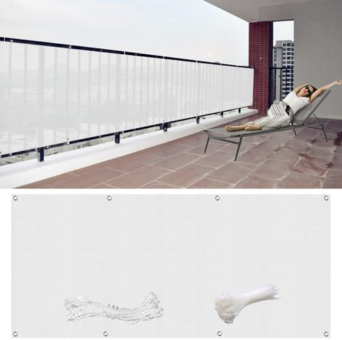 GAIFNAG Balkon Sichtschutz/Balkonbespannung 50 x 600 cm Sichtschutz Sichtschutzzaun, Kunststoff Balkonverkleidung Wetterbeständiges Und Pflegeleichtes für Balkon Garten im Freien, Weiß