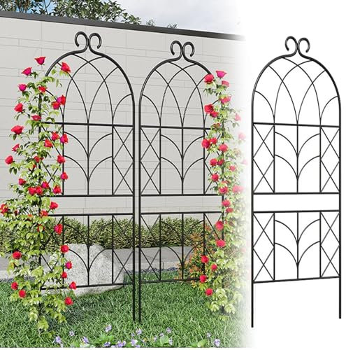 YAVYAV Enrejado De Pared De Jardín De Metal De Hierro Forjado, Soporte para Plantas Trepadoras, 150 X 51 Cm/200 X 51 Cm, Diseño Clásico, para Jardines, Invernaderos, Patios(Black,200 x 51cm)