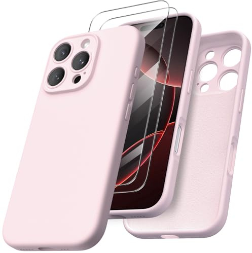 ORNARTO Cover per iPhone 16 Pro Silicone,Antiurto,Rosa