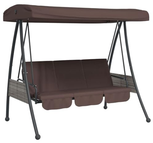 vidaXL Hollywoodschaukel mit Verstellbarem Dach Kaffeebraun Stahl, Schaukelbank, Hollywood Schaukel, Hängeschaukel, Hollywoodschaukel, Gartenschaukel