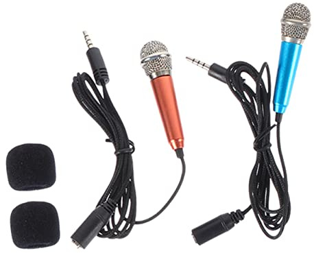 ibasenice 2pezzi Mini Microfoni Karaoke Per Smartphone e Laptop Microfoni Portatili Per Registrazioni Vocali Voce Chiara Per Ktv Feste e Interviste