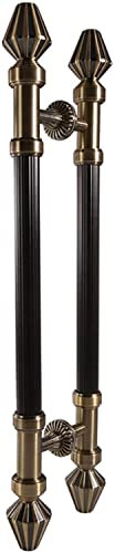 Juego de manijas largas para puerta corredera de granero de dos lados para puertas redondas de madera interiores y exteriores, accesorios de montaje incluidos (bronce 1/47,2 pulgadas, 88 cm)