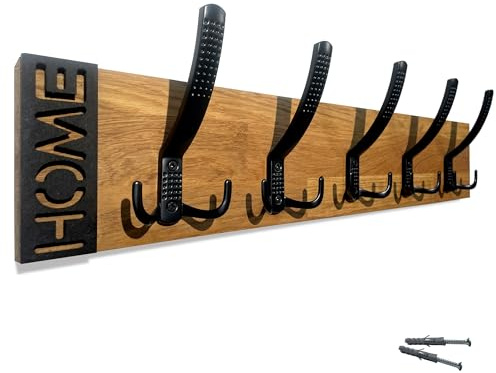 FLEXISTYLE Kleiderhaken Modern Oak wand Wandgarderobe Garderobe Holz Eiche design Lamellen paneele Schwarz modern natur 3 Dimensionen (Eiche, 60cm)