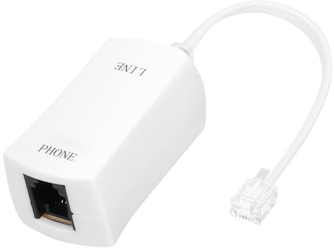 Uvital DSL Filter for Landline Phone, 1 Pack DSL Modem Phone Filter Adapter, RJ11 6P2C Male to Female ADSL Cable in-line ADSL Filters for Fax Machines/Answering Machines, White