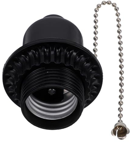 jojofuny Portalámparas Negro Con Cadena De Tirón Interruptor Seguro y Compatible Para Bombillas Adaptador Casquillo Para Lámparas De Mesa Piso y Techo Fácil De Instalar