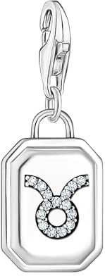 THOMAS SABO Charm-Anhänger Sternzeichen Stier mit Steinen Silber 925 Sterlingsilber, Geschwärzt