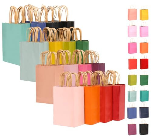 Gcardist Große 16Pcs Kraftbeutel Mit Griffen 33x26x13cm Geschenktaschen 16 Verschiedene Senior Farbe Taschen Mehrfachverwendung (13x10x5Inch, Große Größe)