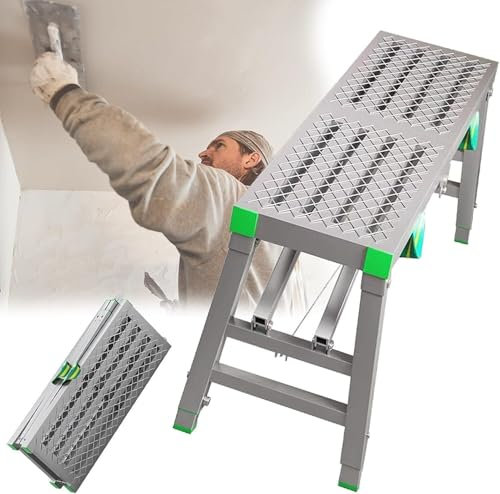 LIUWOPA Échafaudage à escabeaux, Plate-Forme de Travail Portable Pliable avec 2 pédales d'escalade et Hauteur réglable à 5 Vitesses, équipement d'échafaudage pour l'amélioration de l'habitat