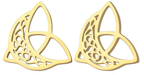 Dreamtimes Celtic Moon Ohrstecker Keltischer Knoten Dreieck Ohrring für Frauen Männer Halbmond Ohrringe Keltischer Knoten Dreieck Vintage Ohrstecker Irischer Schmuck