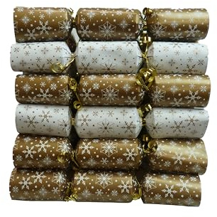 Thompson Cooper Ltd - 10 Gold & Cream Snowflake Catering Christmas Party Crackers – Pack of 50