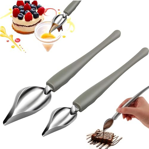 WUSJCOF 2 Pezzi Chef Art Pencil Matita Chef in Acciaio Inox Decospoon per Piatti da Cucina Decorazione,Disegna e Decorare per Torte Cioccolatini Pasticcini