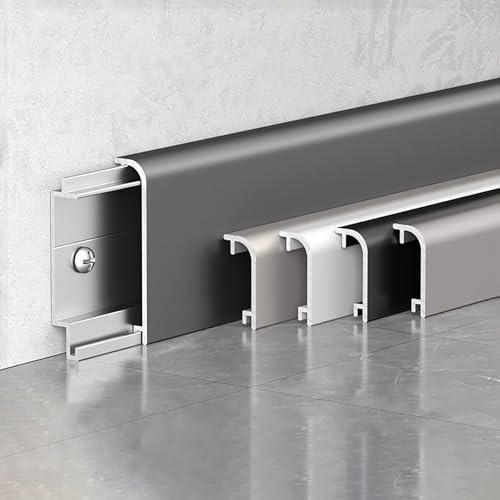 Raouoae Plinthe en Aluminium Décorative 125 Cm* 4 Pièces Baguette Stratifiée Facile À Installer pour Finition Murale Et Sol dans Toutes Les Pièces(Option 1,Height:2cm)
