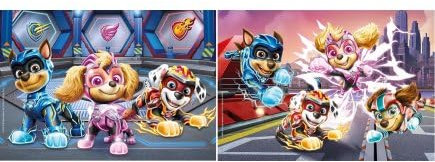 pour la Super Pat Patrouille - Puzzles 2 x 60 Pieces Heros a la rescousse : Marcus, Stella, Chase, Liberty - Enfant - Set Puzzle + Carte Tigre