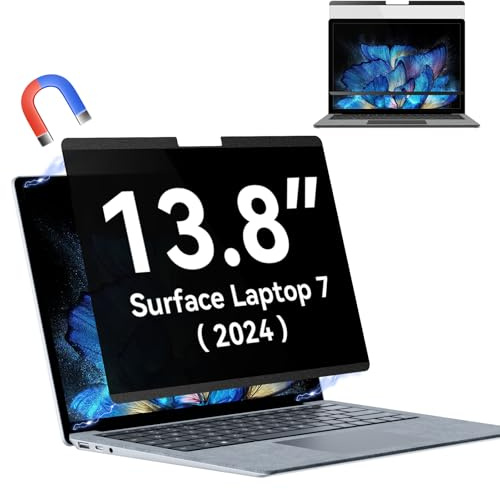 Magnetic Privacy Filter for Microsoft Surface Laptop 7 13.8 inch, Removable Blue Light Privacy Screen, Anti Glare Blue Light Laptop Film Black Security Private Protector