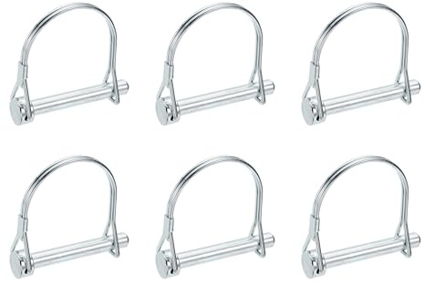 PATIKIL 6 Pc Perni Di Aggancio Per Rimorchio 5/16 x 2.2 (8mm x 55mm) Cavo Di Sicurezza Spina Di Aggancio Arco Albero Clip Di Blocco A Molla Mezzo Tondo Per Rimorchi Agricoli Argento
