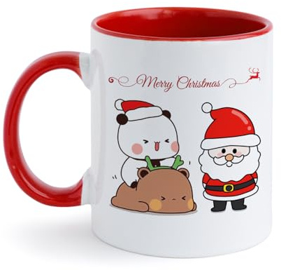 JXAXD Bubu Dudu Cups 330 ml, Christmas Cups, Christmas Cup, Merry Christmas Ceramic Mug, Santa Claus and Bubu Dudu, Christmas Cup for Coffee, Tea, Milk, Xmas Gifts