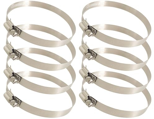 Abrazadera de manguera grande de 84-108 mm, 8 piezas, acero inoxidable, clip de tornillo sin fin para tubo de metal grande y tuberías de drenaje de fregadero de agua de gas