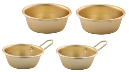 iplusmile 4 pezzi Ciotole Dorate con Manico per Cucina Coreana Resistenti e Sicure per Microonde e Lavastoviglie per Insalate Frutta e Vino di Riso Decorazione per Casa