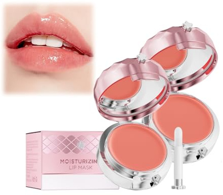 Feuchtigkeitsspendende Lippenmaske, Lippenbalsam mit Spiegel & Pinsel, Lip Sleeping Mask für Tag Nacht Reparieren, für Hydratisierte, Volle und Unwiderstehliche Lippen (2)