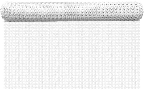 ALLINKIT 60x100cm Weiß Rattan Geflecht Kunststoff Wiener Geflecht Meterware, Kunststoff Rattan Wasserfest Schimmelresistent & Alterungsbeständig für Outdoor Sitzmöbel & Rattanstuhl Reparatur