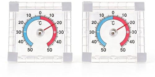 2PCS Self-Adhesive Window Thermometer, Outdoor Thermometer Weatherproof, Digital Accurately Measure -50° to +50°C, Suitable for Window and Indoor Outdoor Use