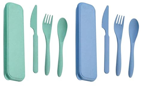 2 Sets Reusable Portable Cutlery Set with Case - Travel Fork Knife Spoon, Utensils for Camping, Office, Picnic & Outdoor Dining | Compact & Lightweight