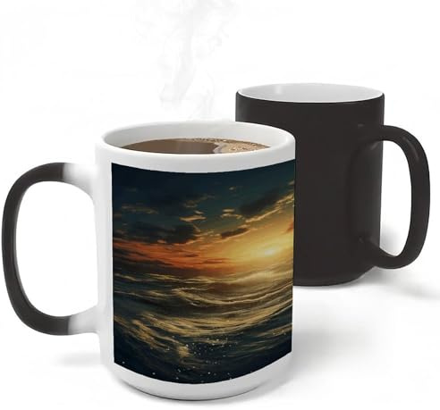 asbwuo Ocean After Storm Mug 11Oz Color Changing Heat Sensitive Magic Funny Art Mug Personalized Novelty Tea Cups Stylish Ceramic Magic Mugs for Women Men