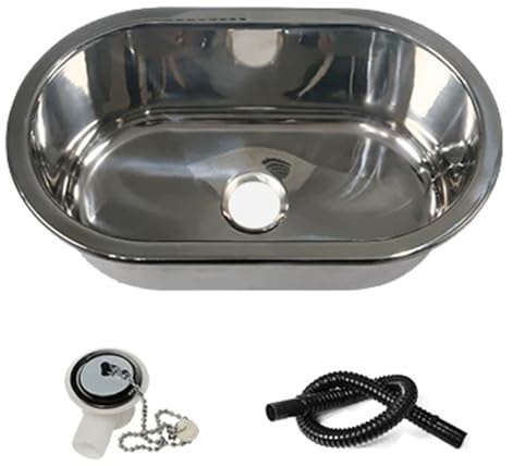 Fregadero Cocina de 13 cm de Profundidad, Fregadero Camper de Acero Inoxidable con Accesorios de Drenaje, para Cocinas Apartamentos Remolques